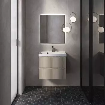 Мебель для ванной AQUAme S1 60 подвесная, 2 ящика, бежевая