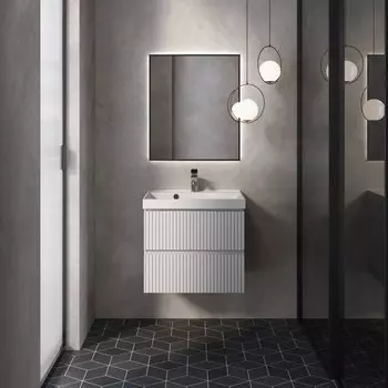 Мебель для ванной AQUAme S1 60 подвесная, 2 ящика, белый глянец