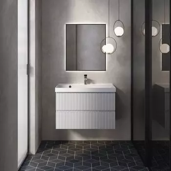 Мебель для ванной AQUAme S1 80 подвесная, 2 ящика, белый глянец