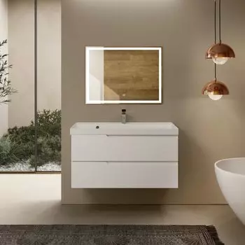 Мебель для ванной AQUAme S3 100 подвесная, 2 ящика, белый глянец