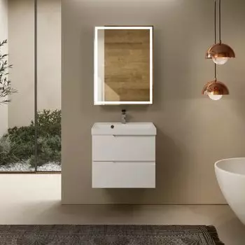 Мебель для ванной AQUAme S3 60 подвесная, 2 ящика, белый глянец