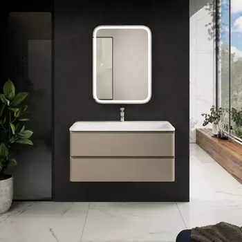 Мебель для ванной AQUAme S4 100 подвесная, 2 ящика, бежевая