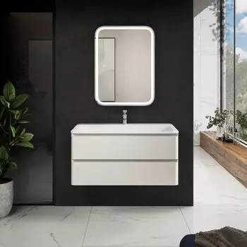 Мебель для ванной AQUAme S4 100 подвесная, 2 ящика, белый глянец