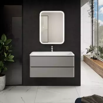 Мебель для ванной AQUAme S4 100 подвесная, 2 ящика, серая