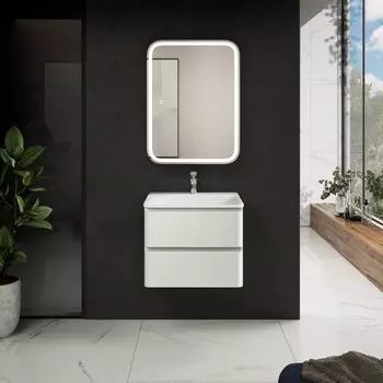 Мебель для ванной AQUAme S4 60 подвесная, 2 ящика, белый глянец