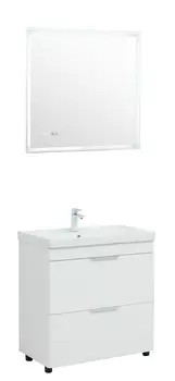 Мебель для ванной Aquanet Ирис new 81,5 белый глянец, 2 ящика, напольная