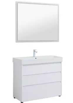 Мебель для ванной Aquanet Nova Lite 100 напольная, белый глянец, 3 ящика