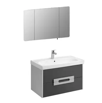 Мебель для ванной Aquaton Ар-Деко 85 подвесная, 2 ящика, серый кобальт