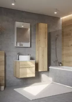 Мебель для ванной Aquaton Либерти 60 подвесная, столешница белый глянец, дуб эльвезия