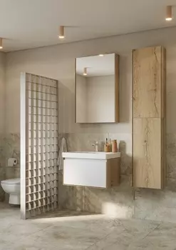 Мебель для ванной Aquaton Либерти 70 подвесная, дуб эльвезия/белый глянец