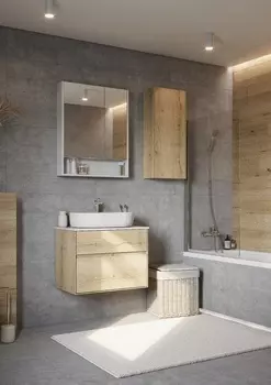 Мебель для ванной Aquaton Либерти 75 подвесная, столешница белый глянец, дуб эльвезия