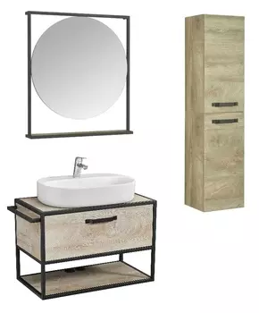 Мебель для ванной Aquaton Лофт Фабрик 80 дуб эндгрейн со столешницей