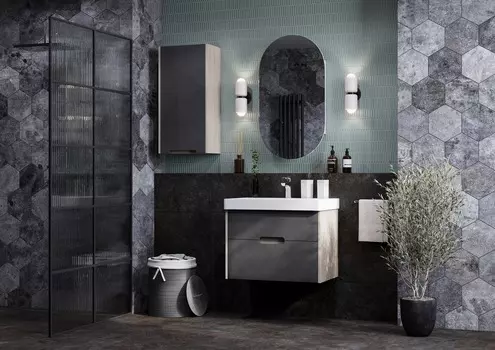 Мебель для ванной Aquaton Оливия 80 подвесная, грей/дуб ойстер