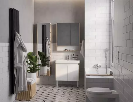 Мебель для ванной Aquaton Сканди Doors 80 белый глянец/дуб верона