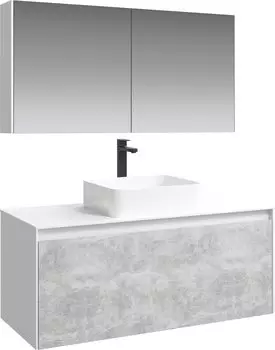 Мебель для ванной Aqwella 5 stars Mobi 120 белая, бетон светлый