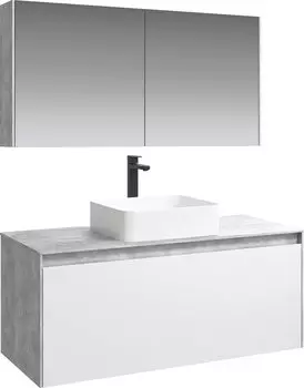 Мебель для ванной Aqwella 5 stars Mobi 120 бетон светлый, белая