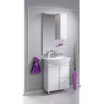 Мебель для ванной Aqwella Barcelona Люкс 65 напольная, с бельевой корзиной, белая