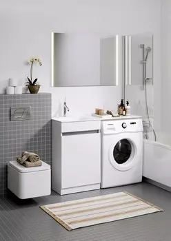 Мебель для ванной Aqwella Forma 115 с бельевой корзиной слева белая