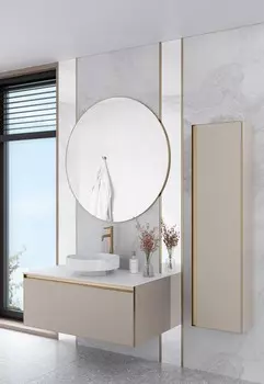 Мебель для ванной Armadi Art Quatro 100 подвесная, со столешницей, daphne/золото матовое