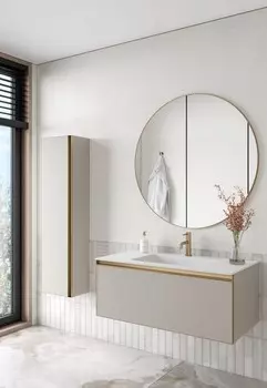 Мебель для ванной Armadi Art Quatro 100 подвесная, cashmere/золото матовое