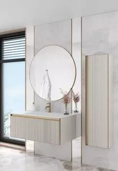 Мебель для ванной Armadi Art Quatro 100 подвесная, cashmere fuga/золото матовое