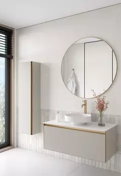 Мебель для ванной Armadi Art Quatro 100 подвесная, со столешницей, cashmere/золото матовое