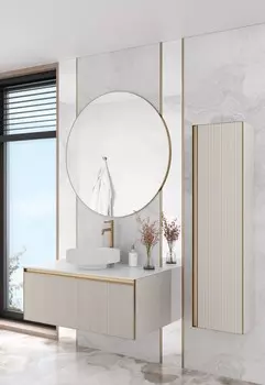 Мебель для ванной Armadi Art Quatro 100 подвесная, со столешницей, cashmere fuga/золото матовое