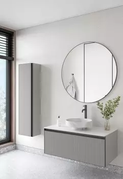 Мебель для ванной Armadi Art Quatro 100 подвесная, с подсветкой, со столешницей, luna fuga/антрацит
