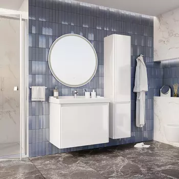 Мебель для ванной ASB-Mebel Бьянка 80 подвесная, 2 ящика, шинишила серая/белый