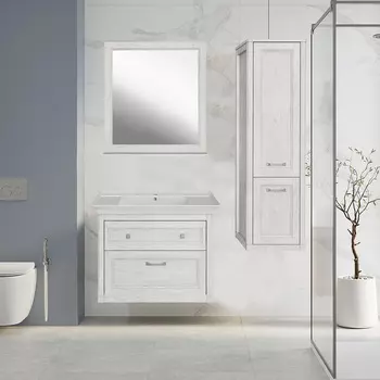 Мебель для ванной ASB-Woodline Толедо 85 белый патина серебро