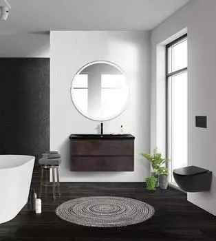 Мебель для ванной BelBagno Albano 120 подвесная, Rovere Nature Grigio (раковина BelBagno BB1200/455-LV-ART-ALR-NERO)
