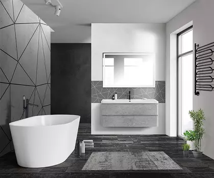 Мебель для ванной BelBagno Albano 120 подвесная, Cemento Verona Grigio (раковина BelBagno BB1200/455-LV-MR-ALR)