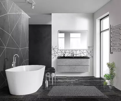 Мебель для ванной BelBagno Albano 120 подвесная, Cemento Verona Grigio (раковина BelBagno BB1200/455-LV-ART-ALR-NERO)