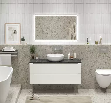 Мебель для ванной BelBagno Etna 120 без отверстия под смеситель, подвесная, 2 ящика, Bianco Lucido