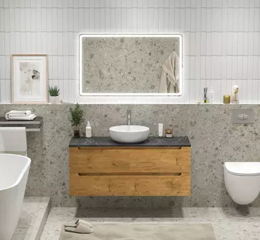 Мебель для ванной BelBagno Etna 120 с отверстием под смеситель, подвесная, 2 ящика, Rovere Nature