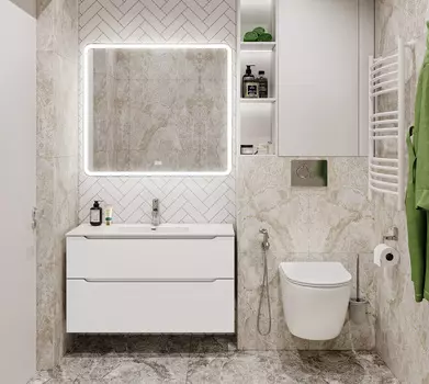 Мебель для ванной BelBagno Etna H-60 100 подвесная, 2 ящика, Bianco Lucido