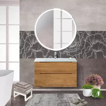 Мебель для ванной BelBagno Etna H-60 90 подвесная, 2 ящика, Rovere Nature (раковина BB910/465-LV-VTR-BO)