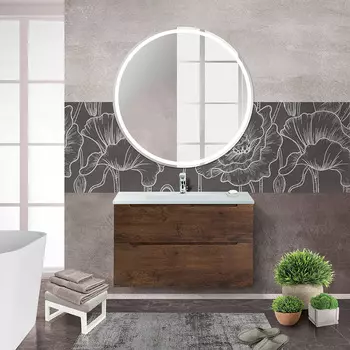 Мебель для ванной BelBagno Etna H-60 90 подвесная, 2 ящика, Rovere Moro (раковина BB910/465-LV-VTR-BO)