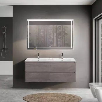 Мебель для ванной Belbagno Kraft 120 подвесная, с 4-мя ящиками, Cemento Grigio