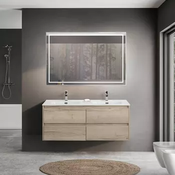 Мебель для ванной Belbagno Kraft 120 подвесная, с 4-мя ящиками, Rovere Galifax Bianco