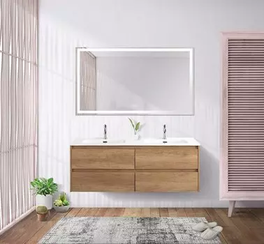 Мебель для ванной Belbagno Kraft 140 подвесная, с 4-мя ящиками, Rovere Nebrasca Nature