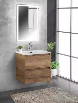 Мебель для ванной Belbagno Kraft 50 подвесная, 2 ящика, Rovere Tabacco