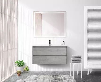 Мебель для ванной Belbagno Kraft 80 подвесная, 2 ящика, Cemento Grigio