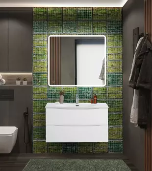 Мебель для ванной BelBagno Marino-Cer-N 90 подвесная, 2 ящика, Bianco Opaco
