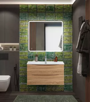 Мебель для ванной BelBagno Marino-Cer-N 90 подвесная, 2 ящика, Rovere Bianco