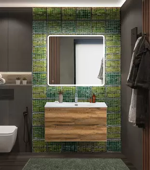 Мебель для ванной BelBagno Marino-Cer-N 90 подвесная, 2 ящика, Rovere Rustico