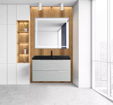 Мебель для ванной BelBagno Vittoria 90 подвесная, 2 ящика, Toros Bianco (раковина BB900/450-LV-ART-AST-NERO)