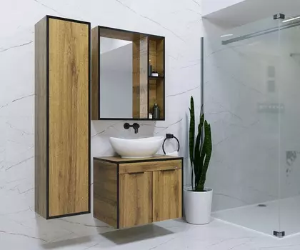 Мебель для ванной Bellezza Бруно 70 подвесная, прямая, со столешницей, табакко