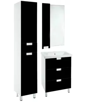 Мебель для ванной Bellezza Пегас 50 напольная, 3 ящика, белый/черный