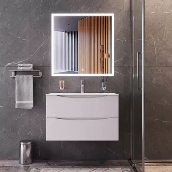 Мебель для ванной Bond Cube 80 подвесная, 2 ящика, белый матовый (раковина S05-800)